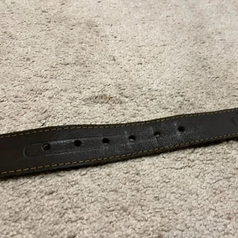 VTG Calvin Klein Western Style Brown Stitched Leather Belt 110cm XL